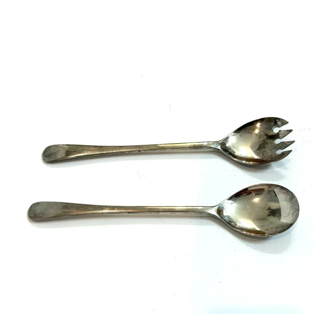 Vintage FB Rogers Italy Silver Plated Salad Serving Spoon and Fork 9 1/4